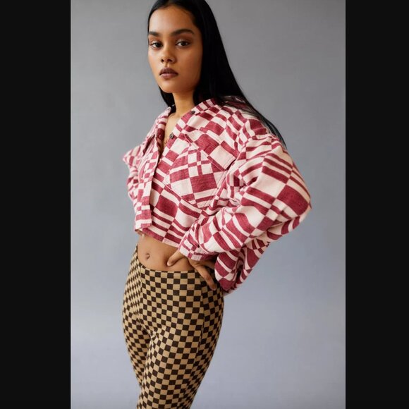 Urban Outfitters Tops - Urban Outfitters BDG Caleb Red & White Checkerboard Crop Flannel Shirt S